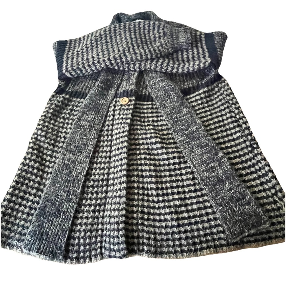 Country Craft Vintage Chunky Knit Scarf Cardigan Sweater Gray Black Size 46